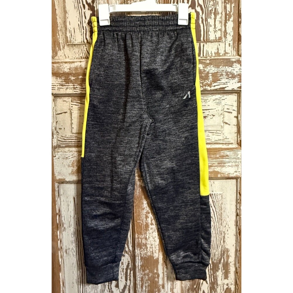Boys AL1VE Tech Fleece Joggers - Black/Gray Heather Yellow - Size 7
